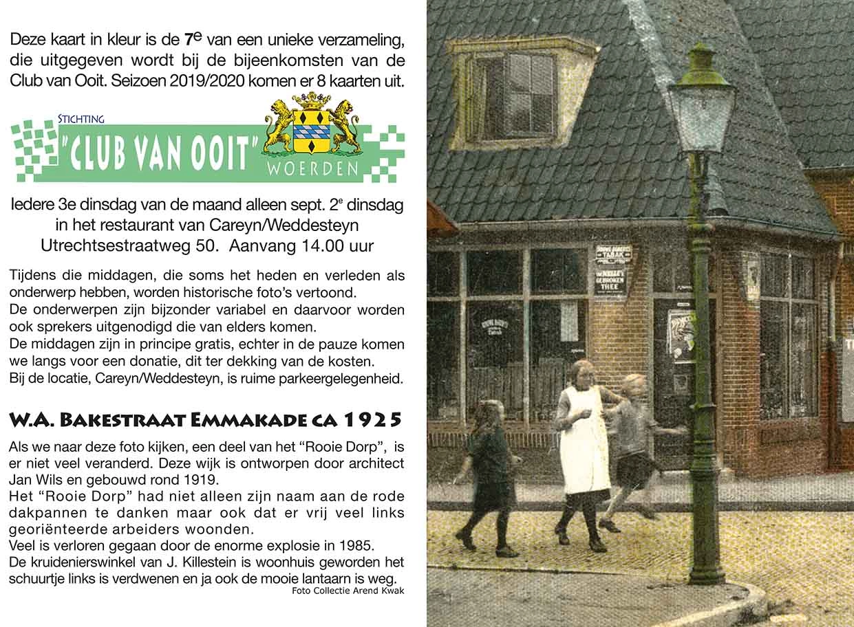 Zijde A voor de kaart van W.A. Bakestraat Emmakade ca 1925