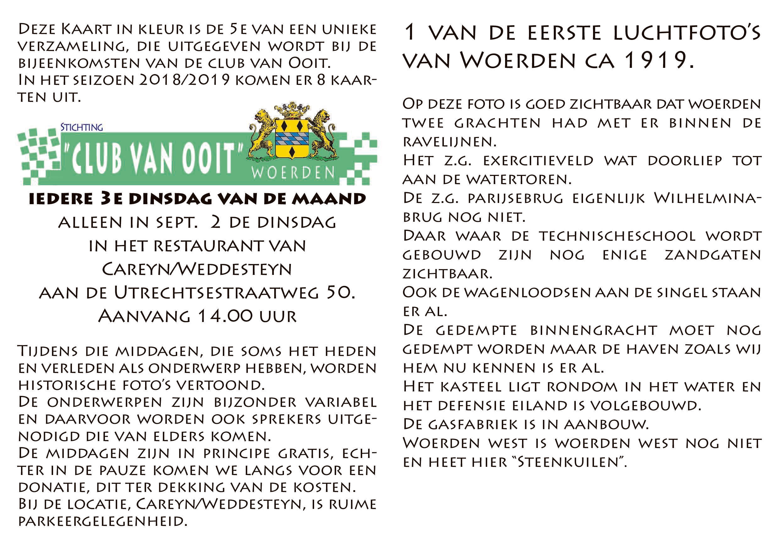 Zijde A voor de kaart van Een van de eerste luchtfoto's van Woerden