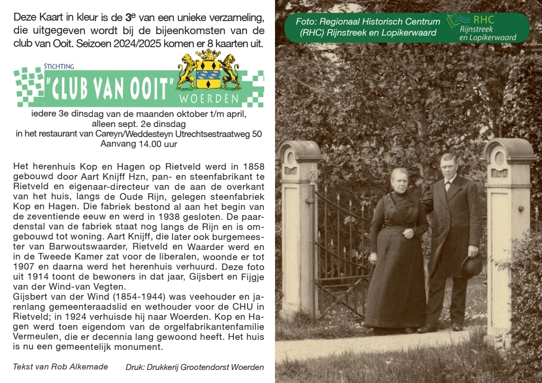Zijde A voor de kaart van Herenhuis Kop en Hagen