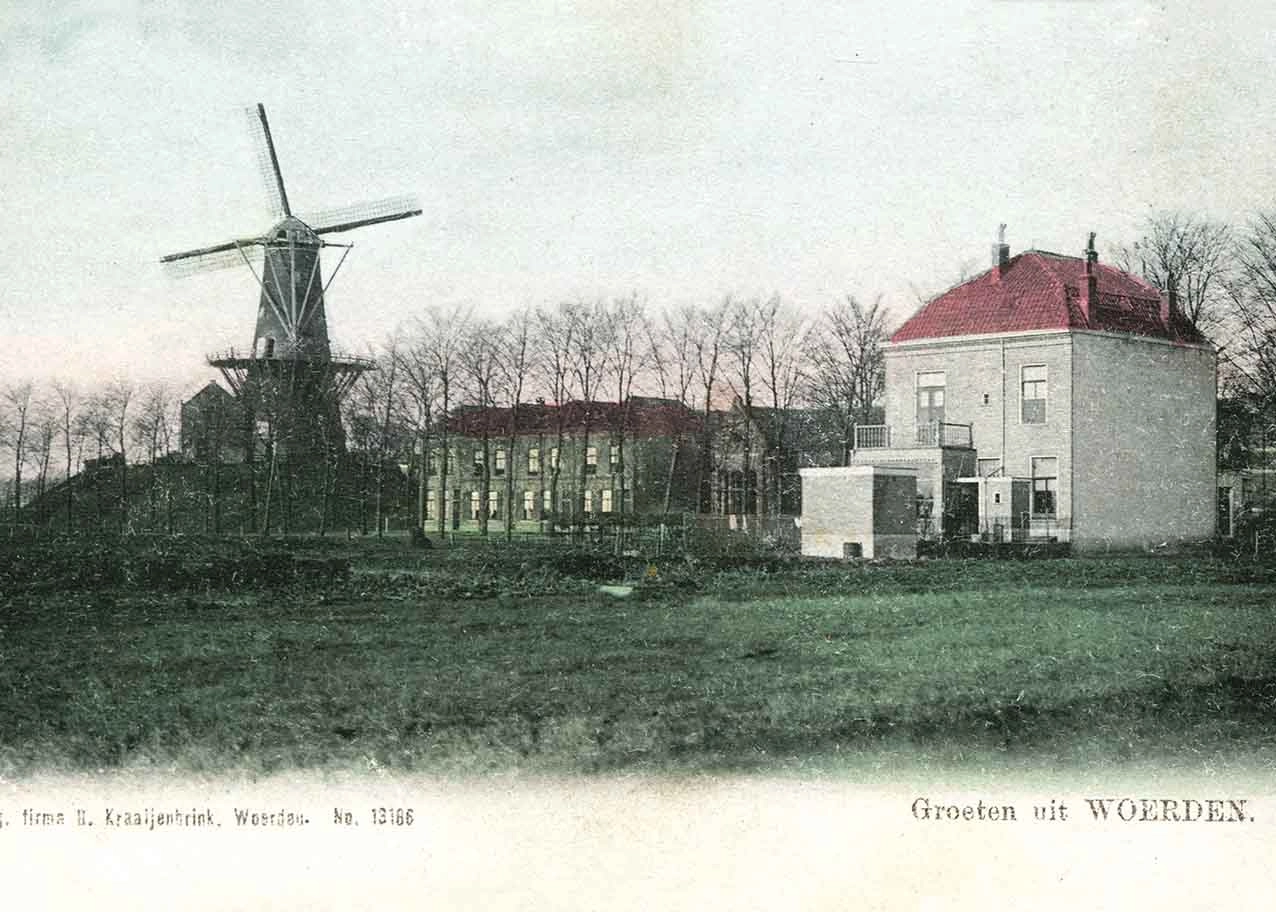 Zijde B voor de kaart van Wilhelminaweg en molen ca 1905