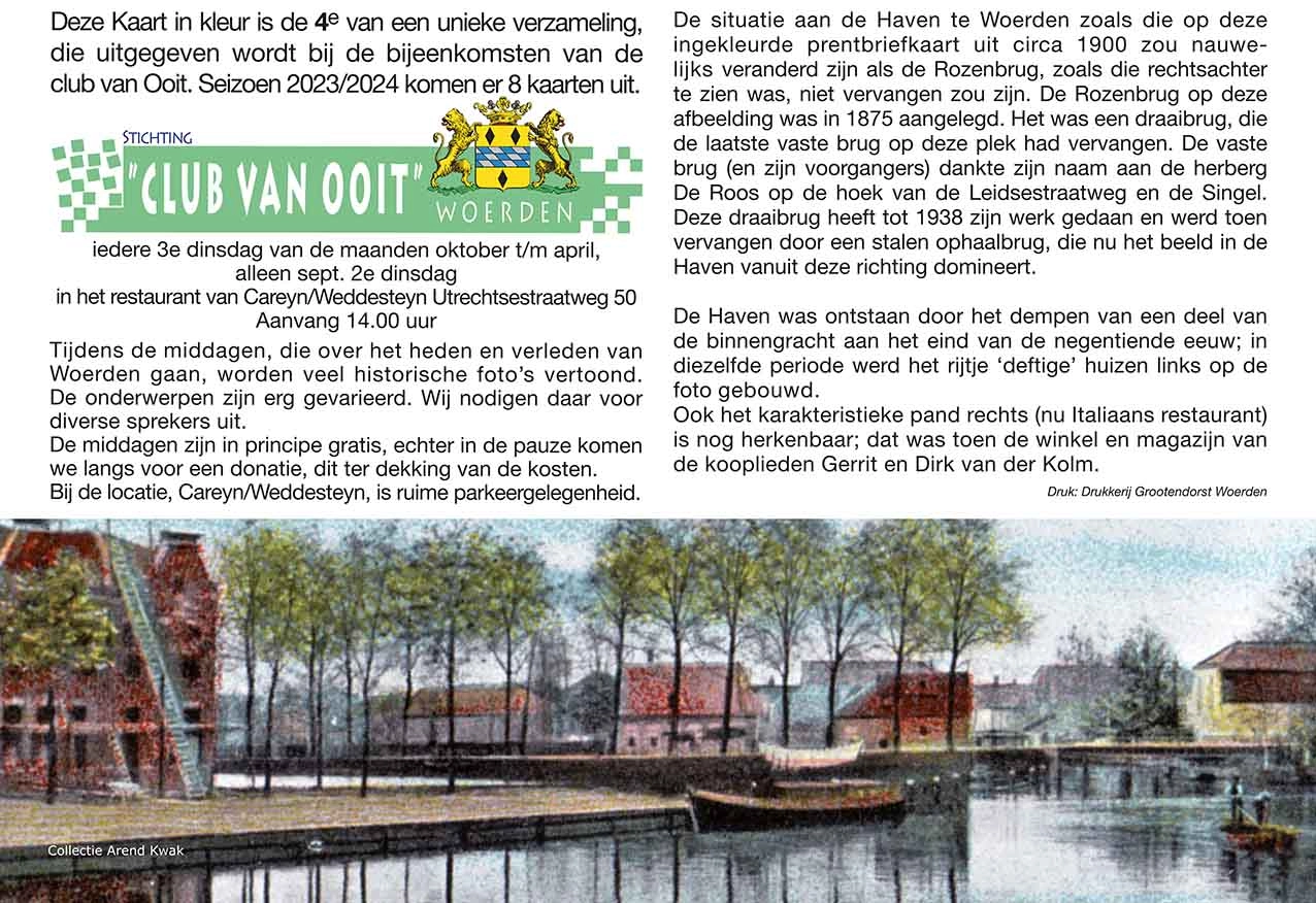 Zijde A voor de kaart van De Haven te Woerden op een prentbriefkaart