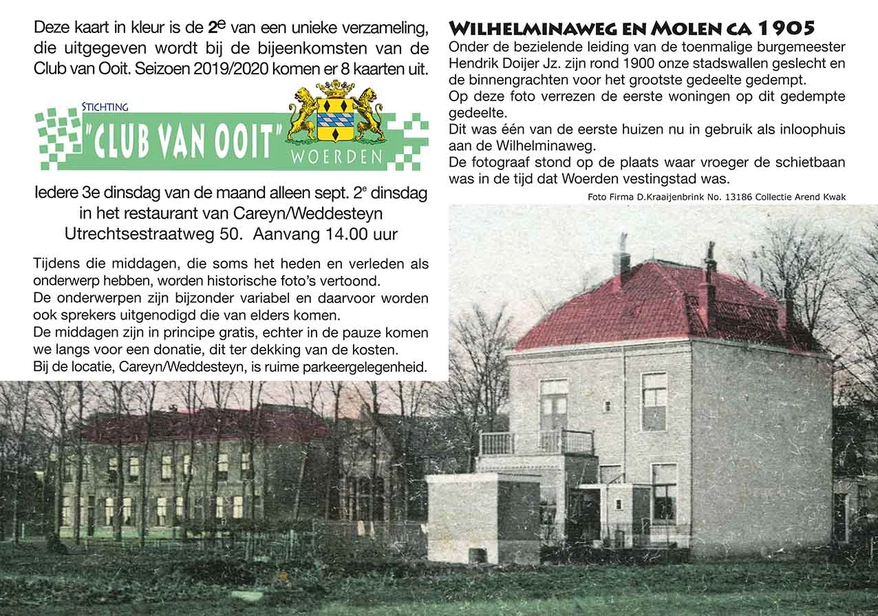 Zijde A voor de kaart van Wilhelminaweg en molen ca 1905