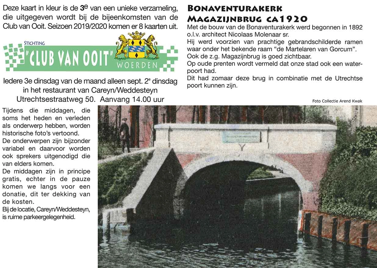Zijde A voor de kaart van Bonaventurakerk magazijnbrug ca 1920