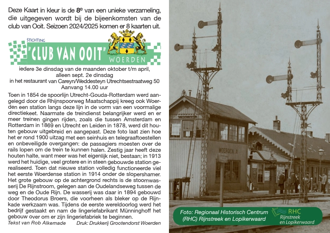 Zijde A voor de kaart van Het oude station Woerden