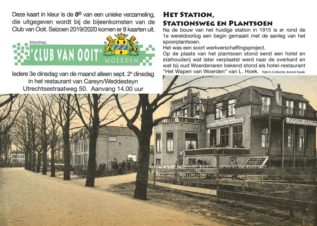 Zijde A voor de kaart van Het station, stationsweg en plantsoen