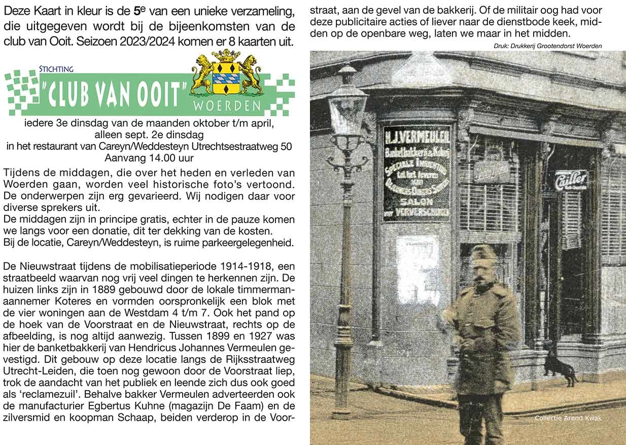 Zijde A voor de kaart van De Nieuwstraat tijdens de mobilisatieperiode