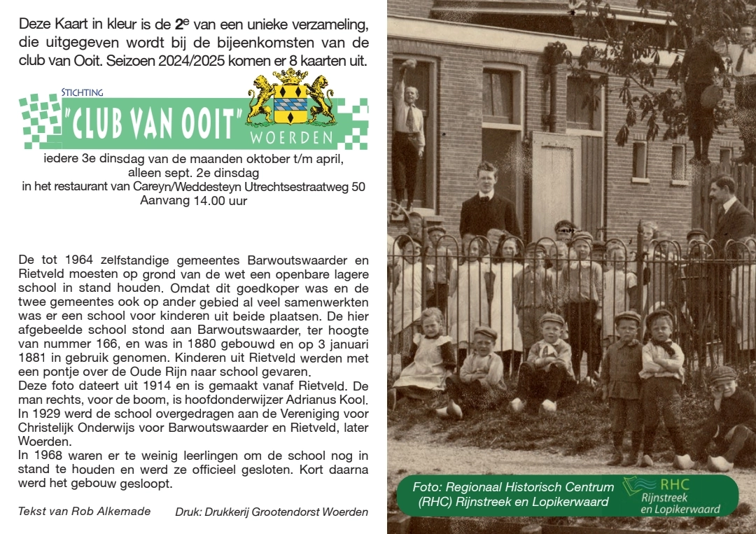 Zijde A voor de kaart van School Barwoutswaarder en Rietveld